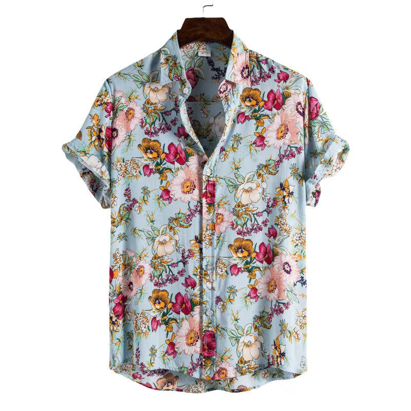 Chemise Hawaïenne en Coton et Lin group pour Homme, Vêtement de Luxe, de Haute Qualité, à la Mode, É