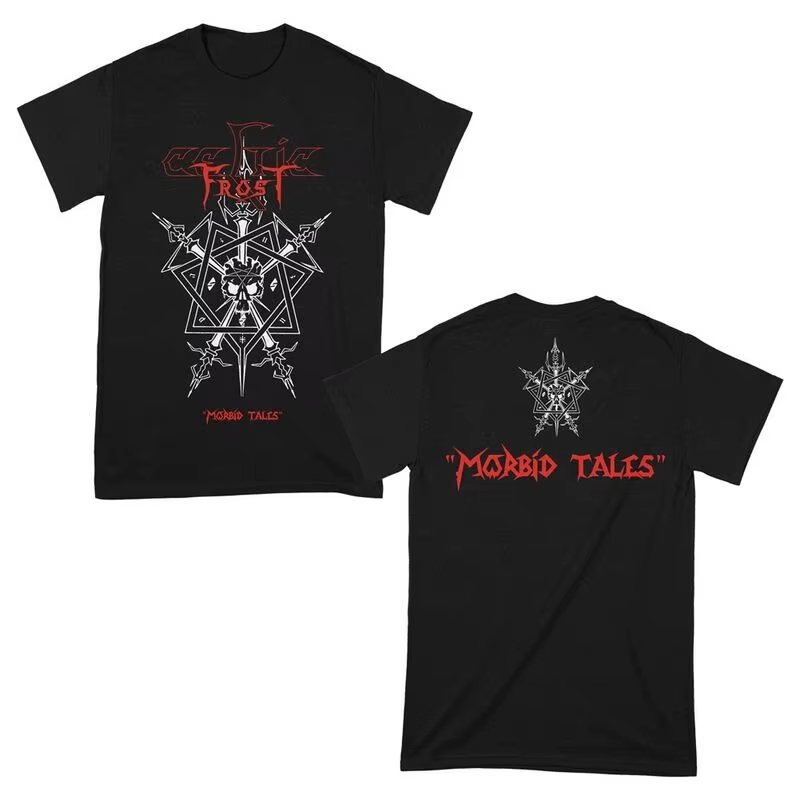 T-shirt imprimé double face Celtic Frost Morbid Tales Pentagram Skull, t-shirt neutre décontracté 10