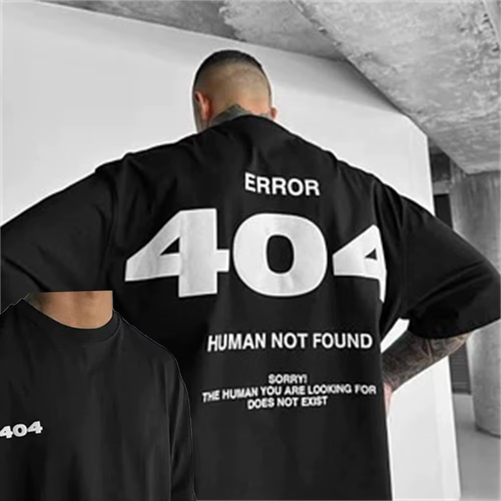 T-shirt Homme Grande Taille en Coton 404 Imprimé Numérique de Haute Qualité, Style Urbain, Mode Esti
