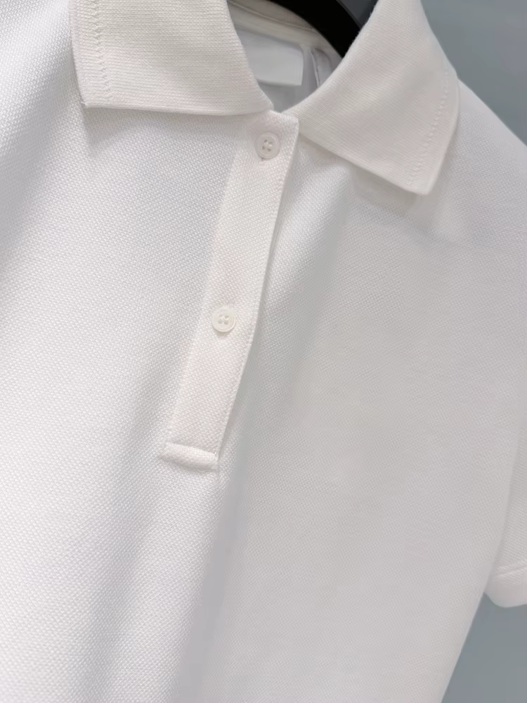 Polo en coton blanc slim décontracté pour femme, col rabattu, manches courtes, couleur unie, collect