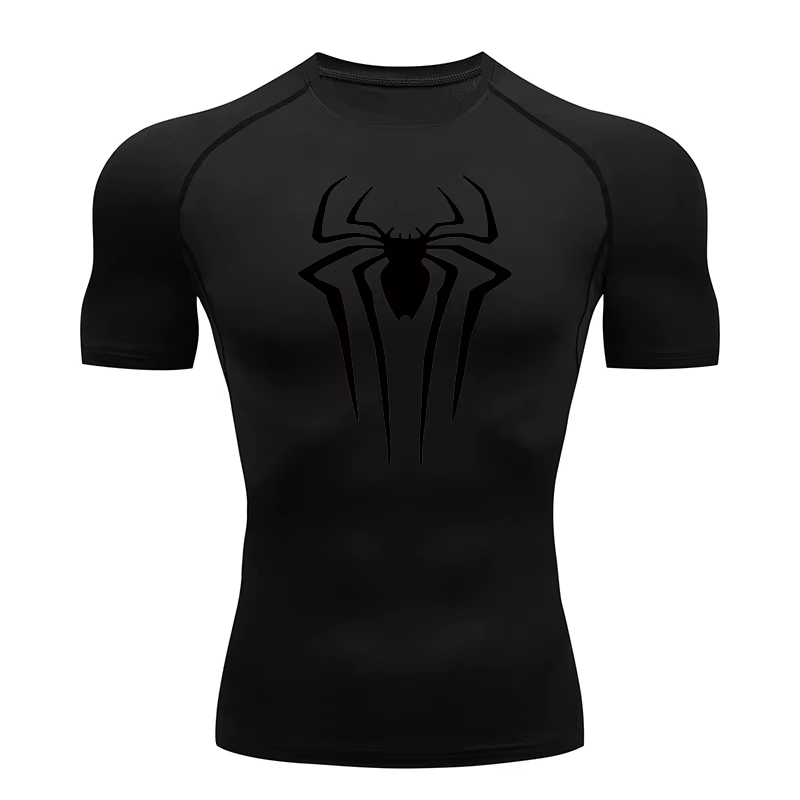 Chemises de Compression imprimées araignée pour hommes, t-shirt d'été à manches courtes, protection 