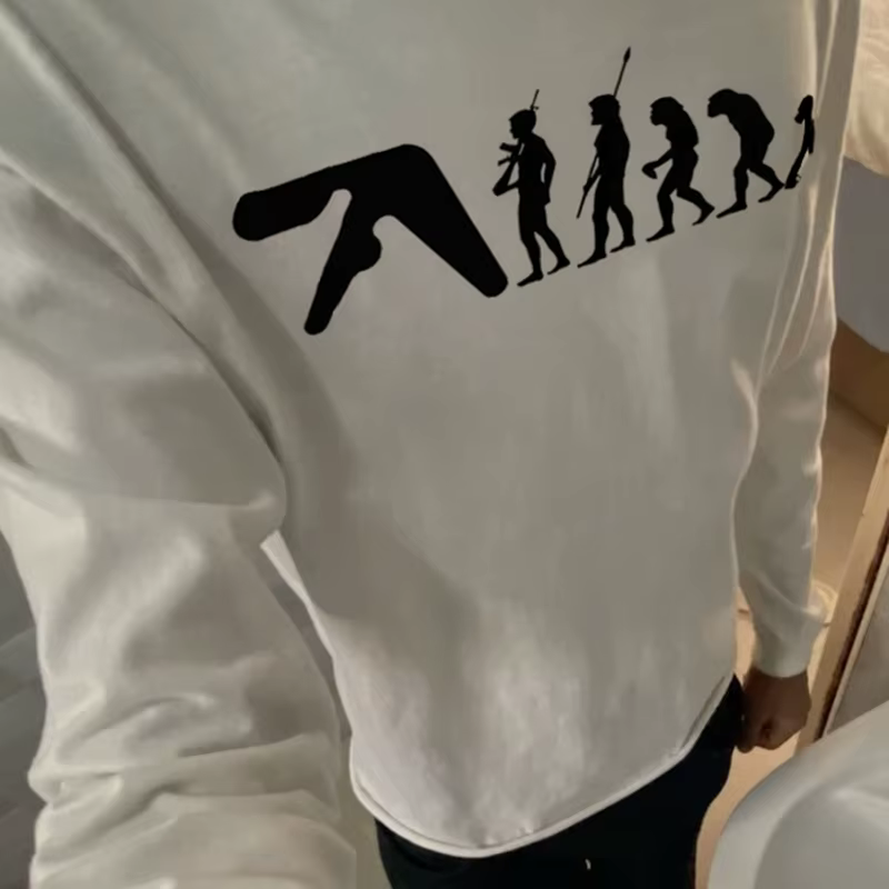 Aphex Twin T-Shirt homme coton automne graphique surdimensionné esthétique mode coréenne à manches l
