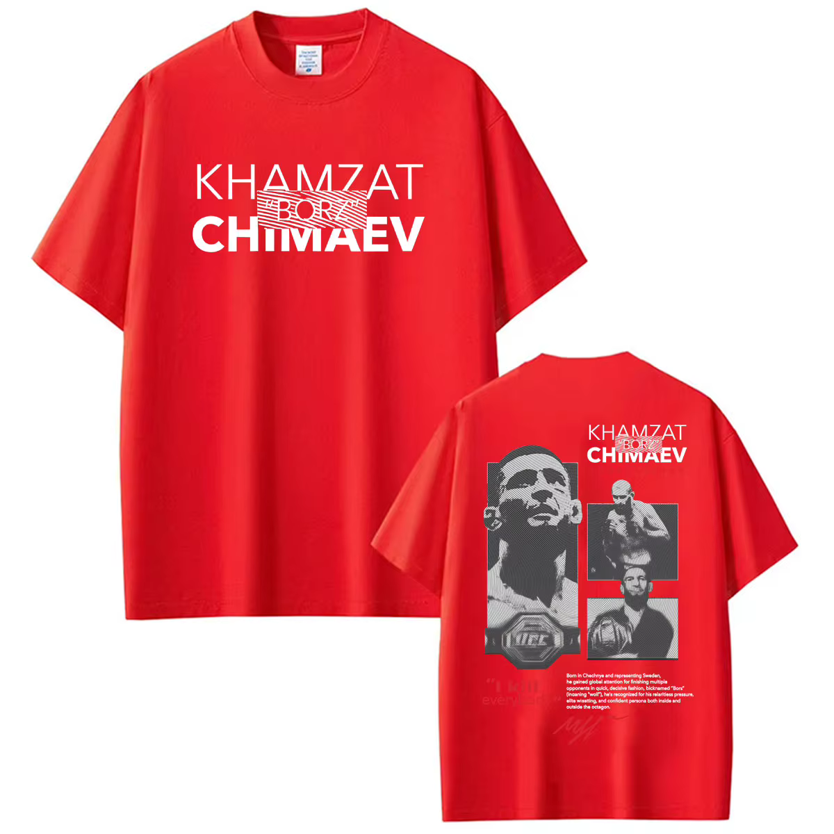 T-shirt à logo Khamzat Chimaev « borz » pour hommes et femmes, hauts d'été de haute qualité, t-shirt