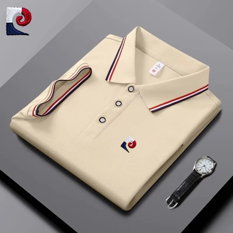 Polo d'été avec logo brodé de haute qualité pour hommes, T-shirt polyvalent à la mode, décontracté,