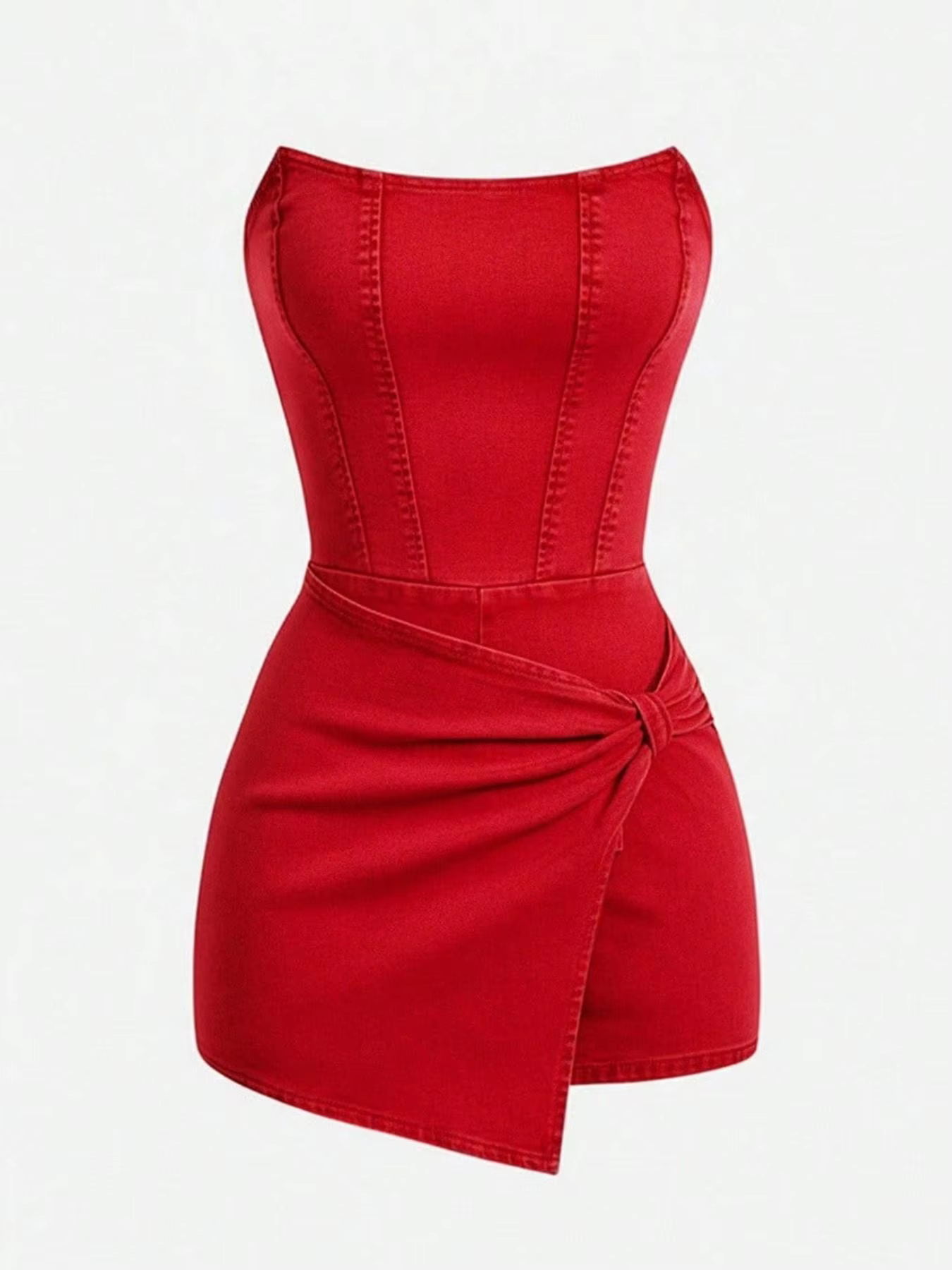 ✨   Robe en jean tube pour femme |   Design sans bretelles à effet torsadé, l'indispensable pour les