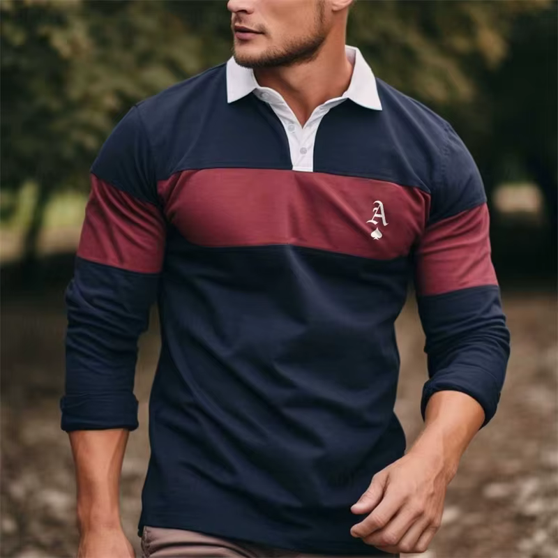 Polos à manches longues à rayures simples pour hommes, mode usage quotidien, Polo de Golf imprimé en