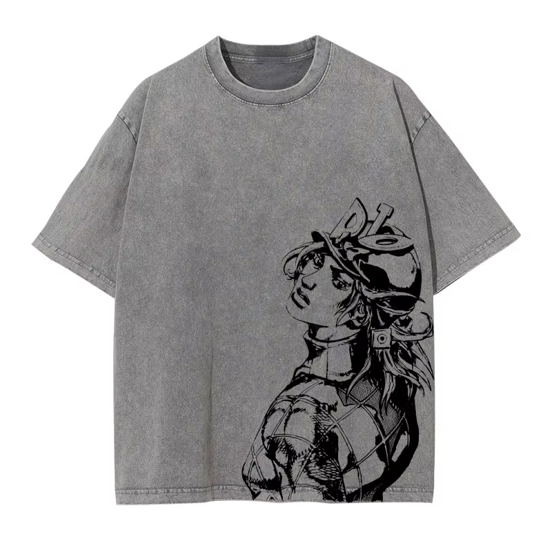 T-shirt Bandai Joestar Johnny vintage délavé JOJO à manches courtes Bizarre Adventure T-shirts overs