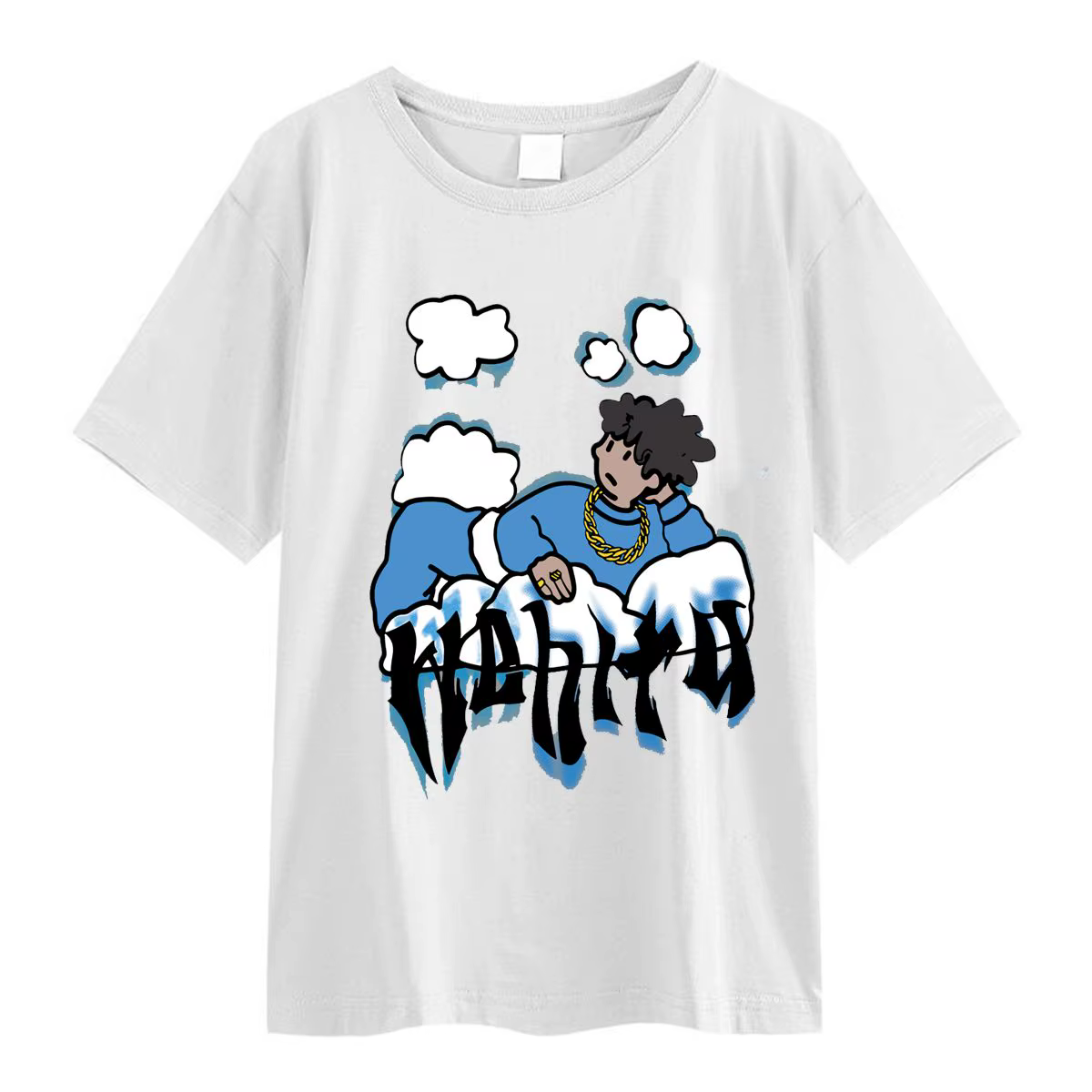 Harajuku nuages Anime garçon imprimer haute rue t-shirts hommes Cool Hip Hop surdimensionné t-shirt