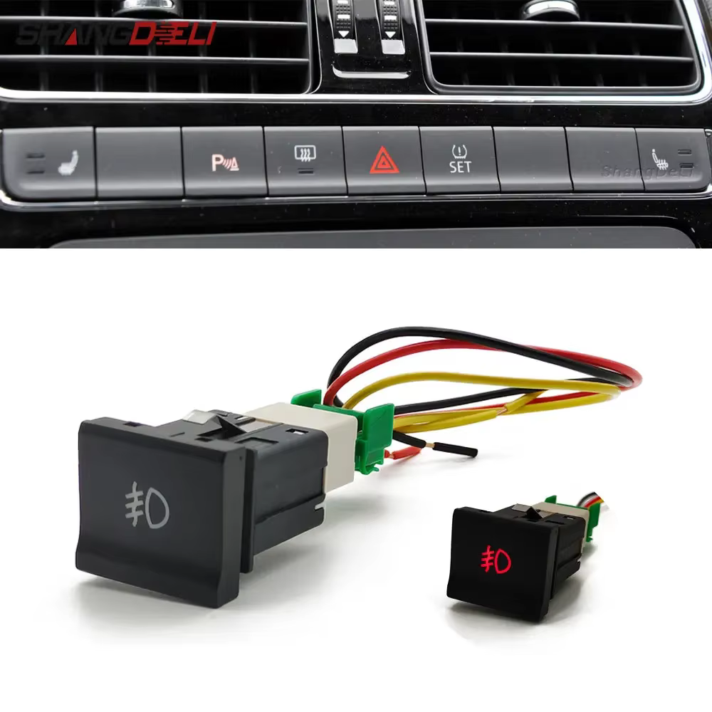 Joli antibrouillard avant LED rouge avec fil, bouton de phare antibrouillard, accessoires pour VW Po