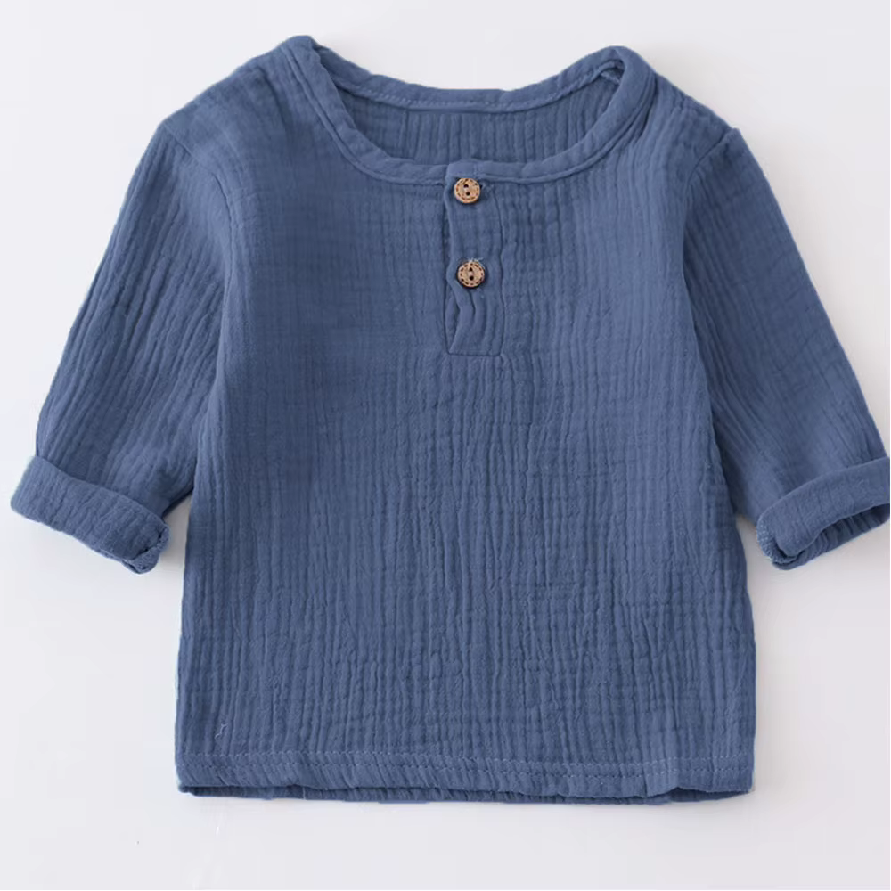 T-shirt en lin plissé pour enfant, vêtement à la mode pour garçon et fille, collection été 2023