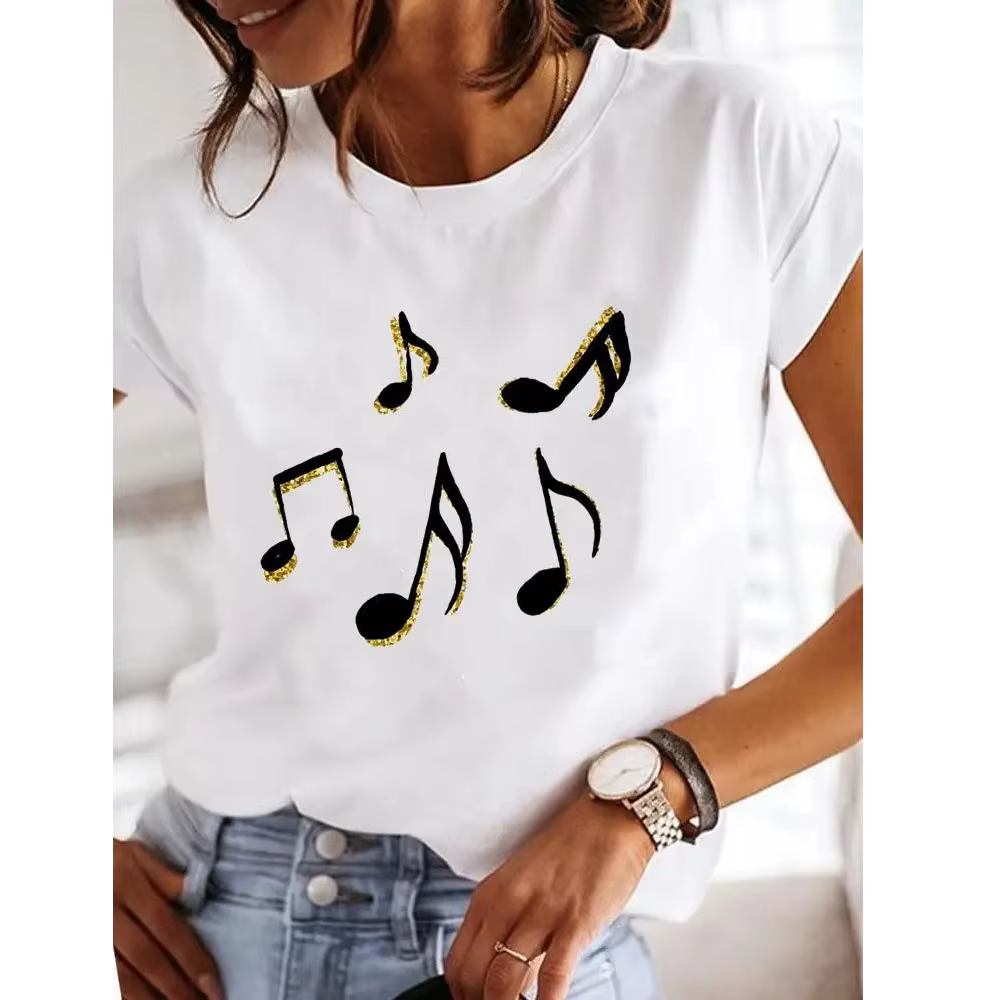 T-shirt col rond femme, humoristique et décontracté, Y2K, années 90