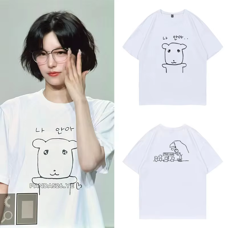 T-shirt mignon à col rond pour femmes, avec motif Harajuku amusant, manches courtes, haut confortabl
