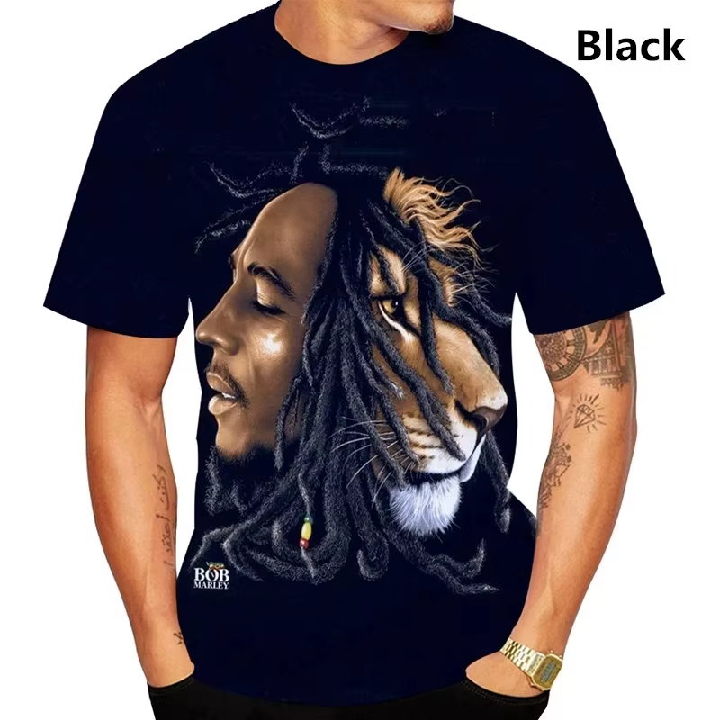 Bob Marley Hip-hop Rock chanteur impression 3D sport séchage rapide respirant hommes T-shirt en plei