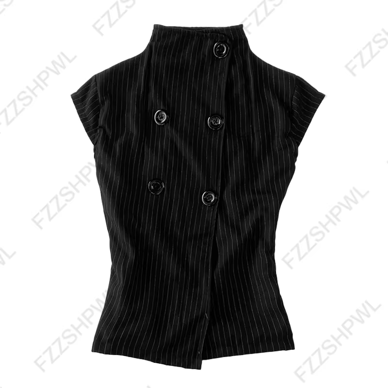 Y2K – chemisier esthétique Vintage pour femmes, Sexy, coupe cintrée, Chic, Design de boutons, col ha