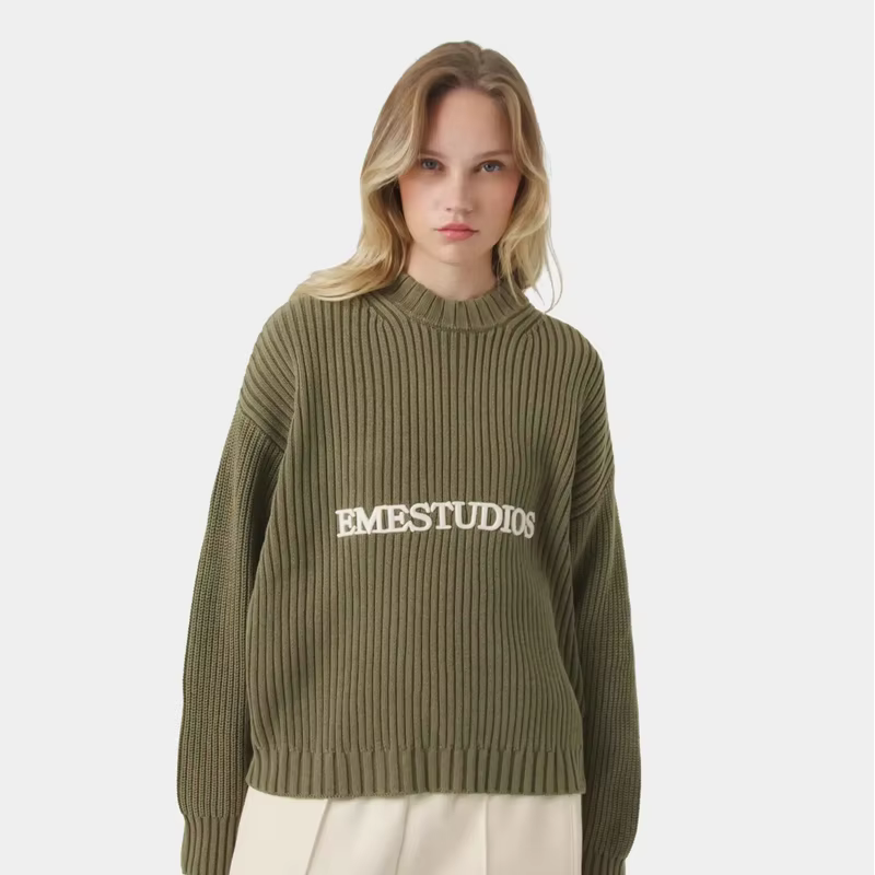 Pull à col rond Eme Letter Y2k Street pour hommes et femmes, pull ample décontracté rétro en tricot,