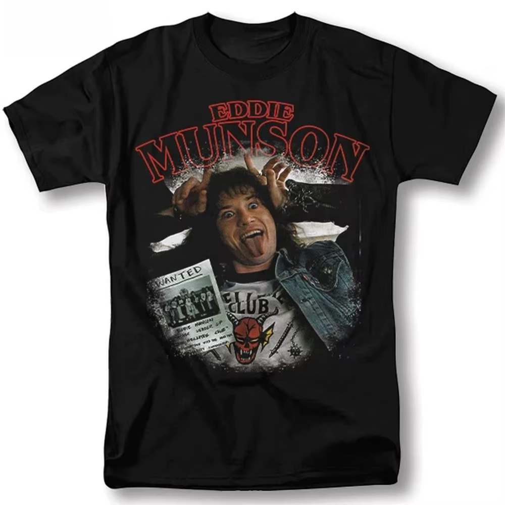 Eddie Munson Hellfire Club vintage années 90 Rock Band T-shirt graphique unisexe coupe régulière à m