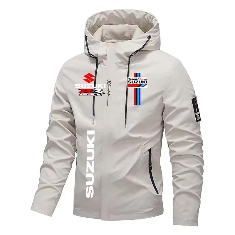 Blouson de moto coupe-vent à capuche pour homme – Qualité supérieure – Automne/Hiver – Sweat-shirt d