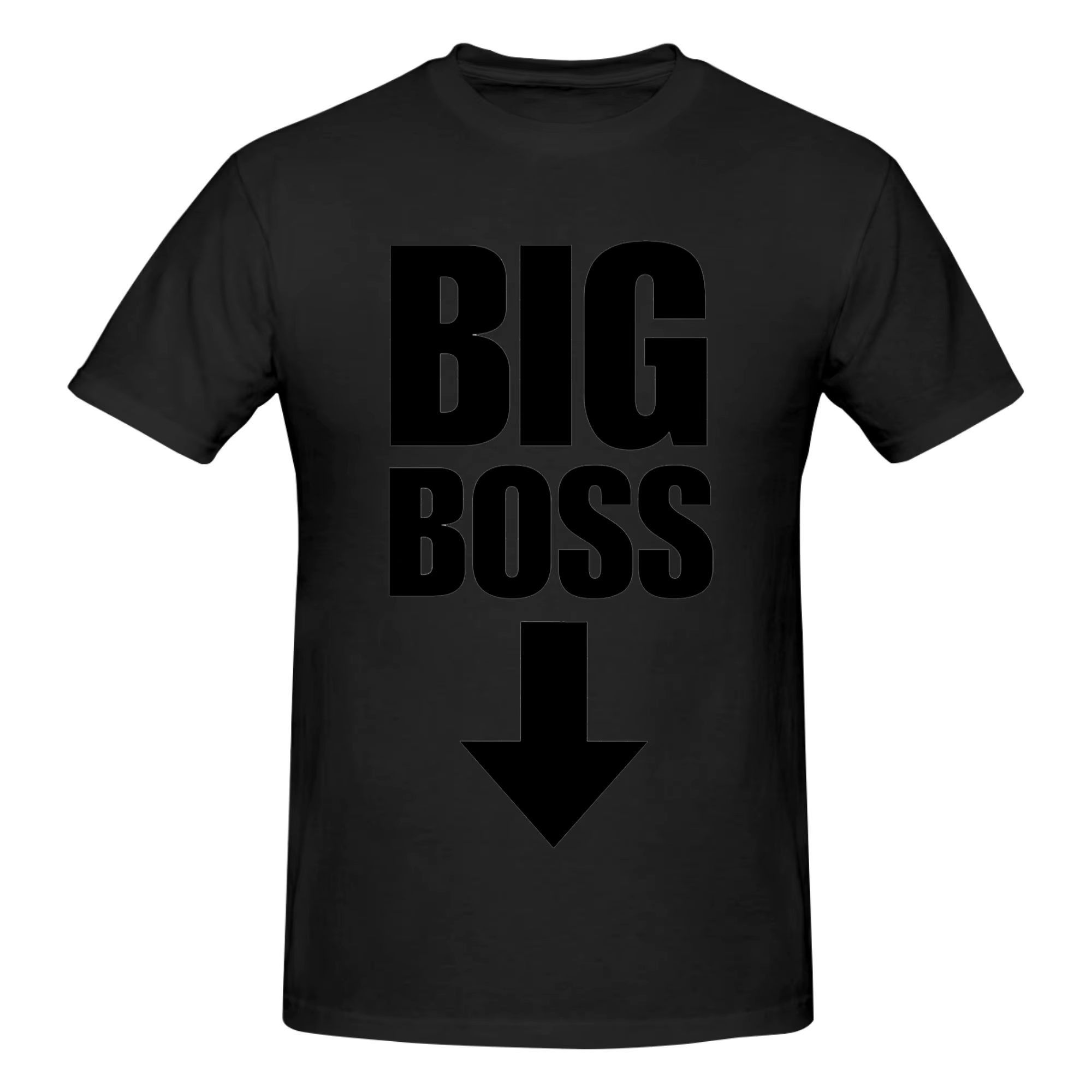 T-shirt pour hommes en coton 100% avec motif Big Boss avec flèche pointant vers le bas, col rond, ma
