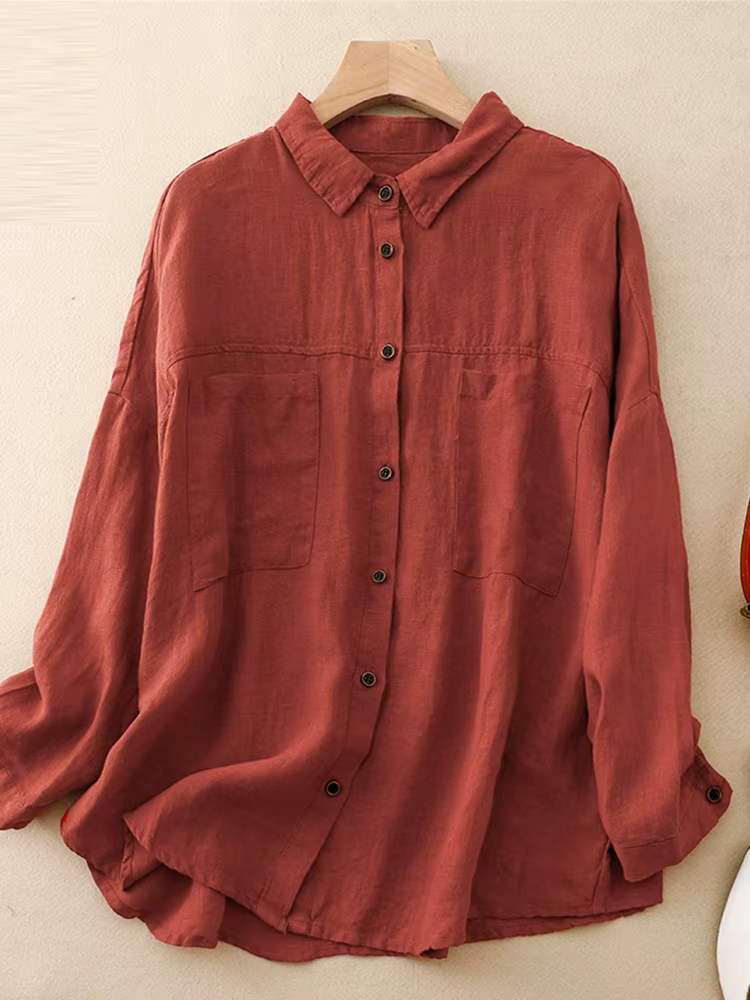 Chemise décontractée à manches longues pour femmes, chemises en coton pour femmes, tout match, style