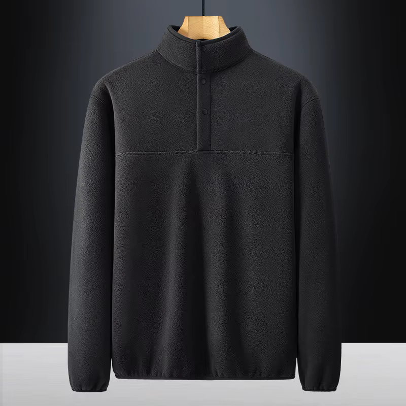 2025 hommes sweat col roulé demi bouton pull mâle polaire décontracté basique élégant vêtements de t