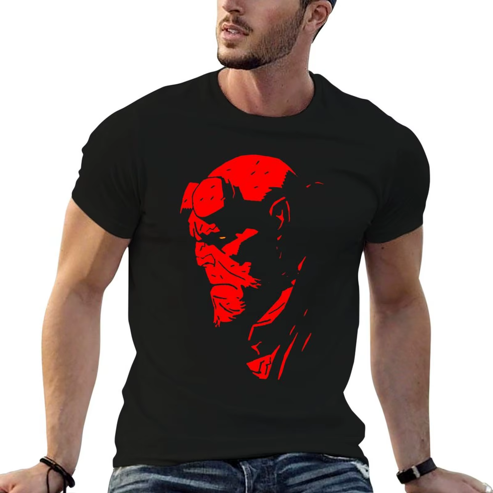 T-Shirt King of hellboy, t-shirts amusants en coton pour hommes, t-shirt graphique pour hommes, 100%