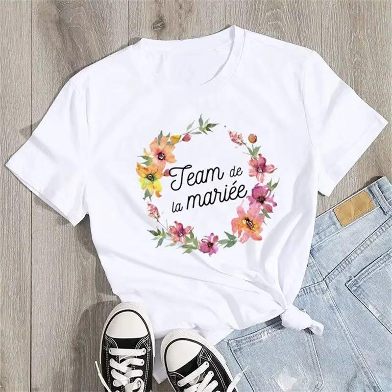 Équipe mariée femmes T-shirts 2024 EVJF pour être Squad La Mariee poule fête Bachelorette France fil