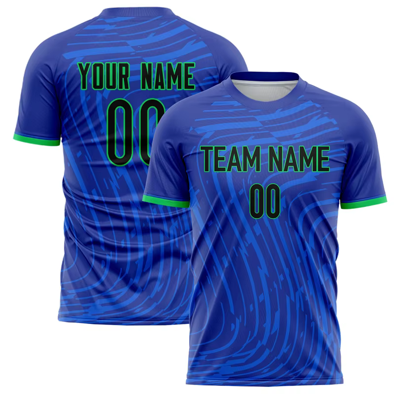 Nom de l'équipe personnalisé numéro nom T-shirts de Football personnalisé bricolage col rond bleu Sp