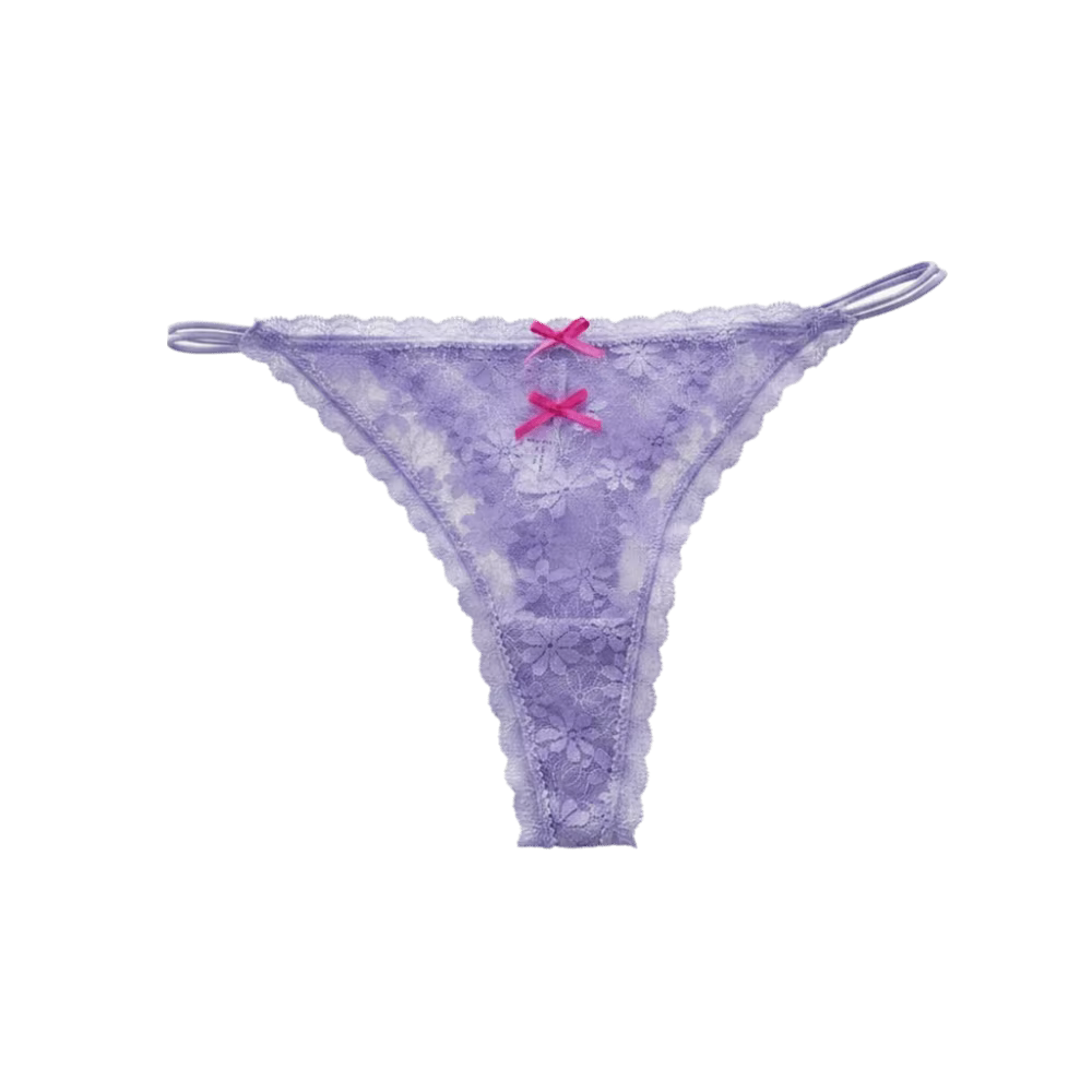 Culotte string transparente en dentelle pour femme, style doux, sans couture, avec découpes, fines b