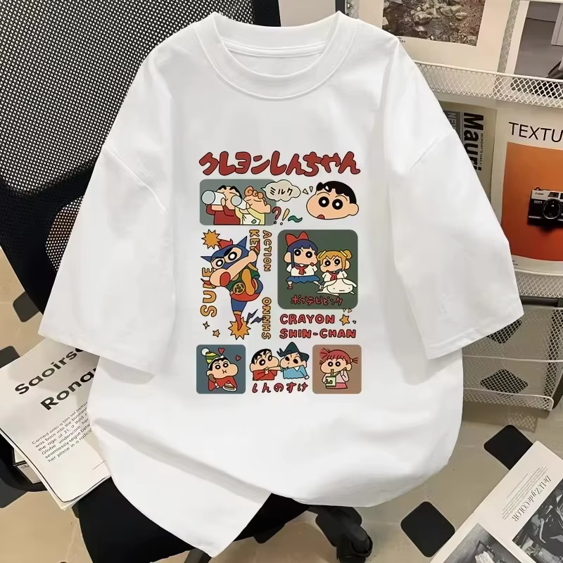 2025 Style japonais été Crayon Shin Chan personnage de dessin animé T-shirt Harajuku mode coton lois