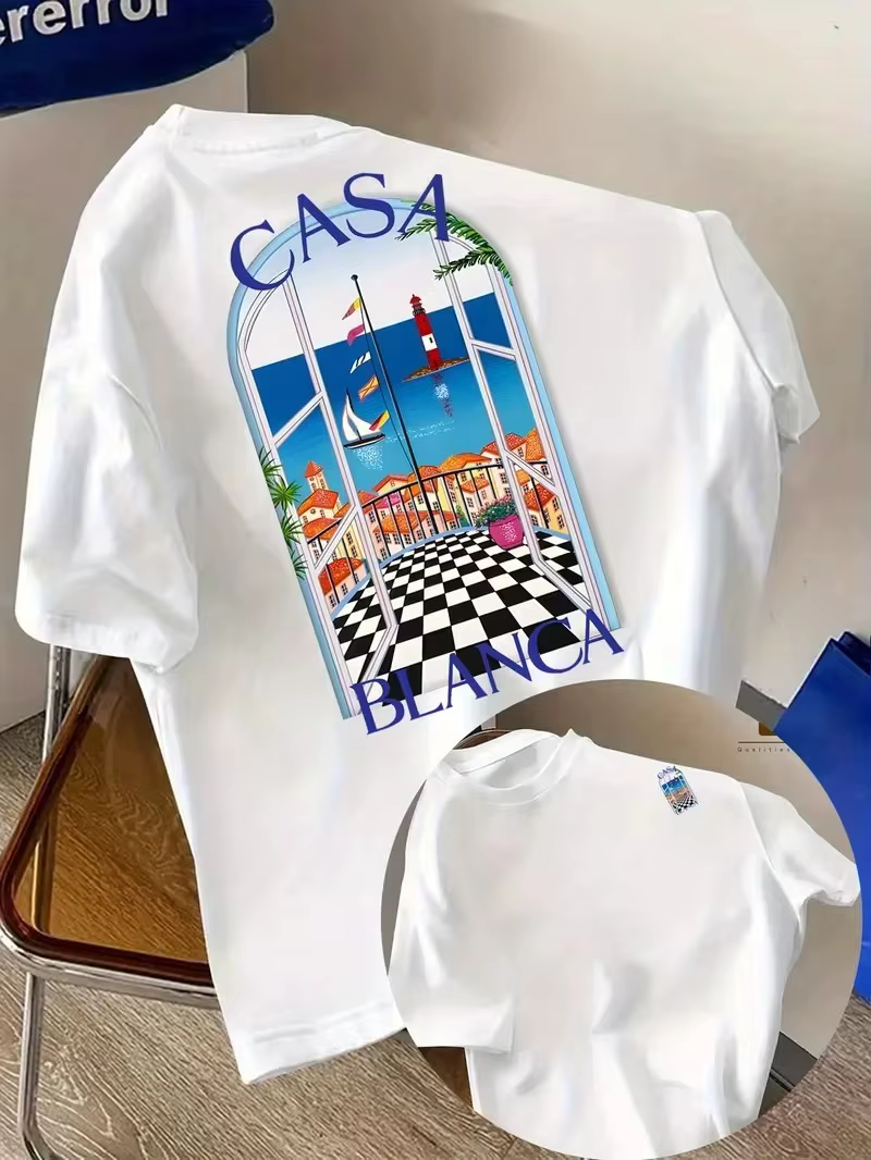 T-shirt graphique en coton esthétique architectural 2026, mode décontractée, pour hommes et femmes, 