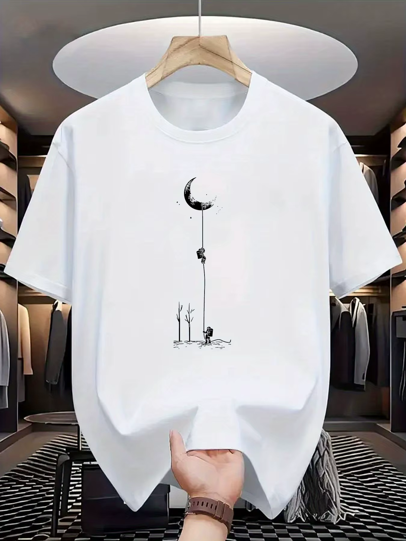 T-shirt à manches courtes et col rond pour hommes, 100% pur coton, coupe ample, décontracté, grande 