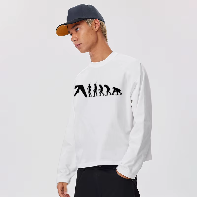 Aphex Twin T-Shirt homme coton automne graphique surdimensionné esthétique mode coréenne à manches l