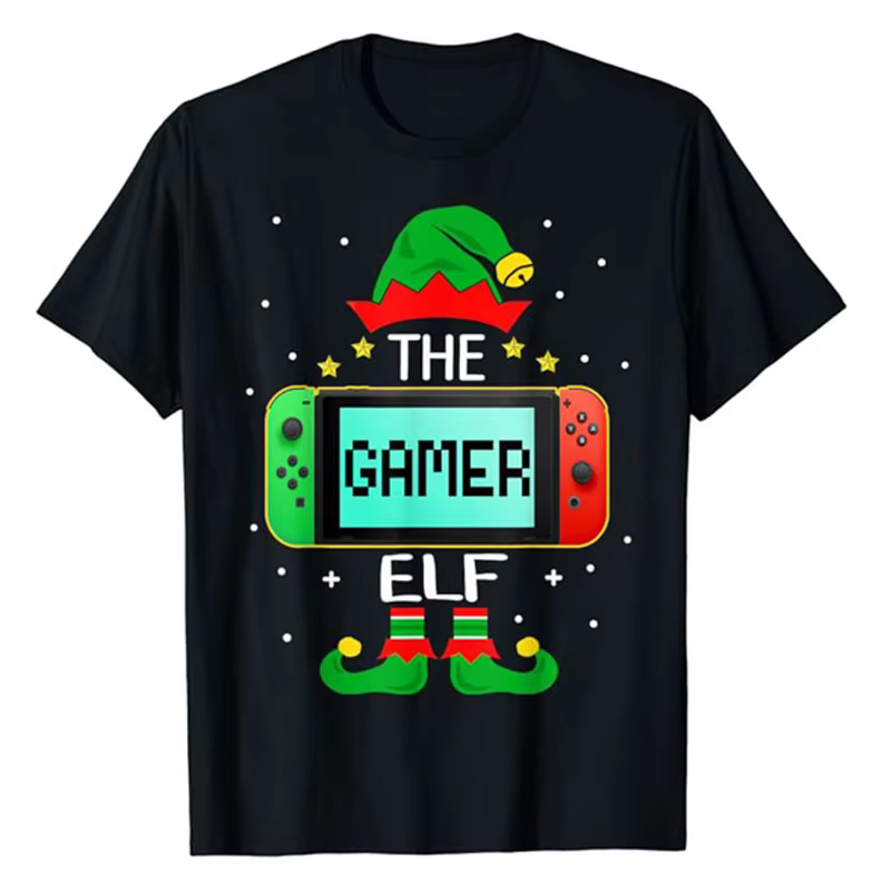 T-shirt de Noël elfe assressentiGamer Family Gaming pour enfants et hommes, vêtements de vacances po