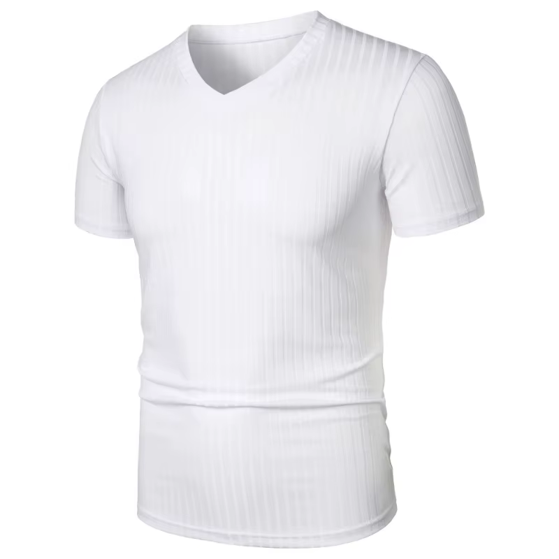T-shirts musculaires à manches courtes pour hommes, col en V extensible, musculation, Streetwear lég