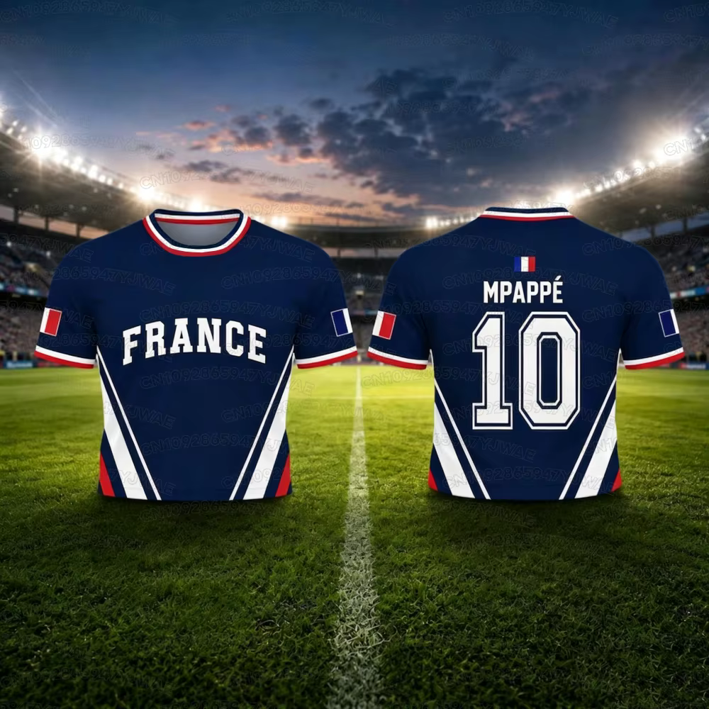 Nouveau Maillot Court à Manches Courtes Imprimé France NO.10 Mbappé pour Femme Été 2026 – T-shirt Cr