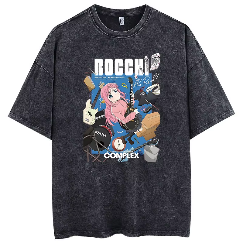 Hommes surdimensionnés imprimé t-shirts Bocchi Club groupe de musique Anime Bocchi The Rock couvertu