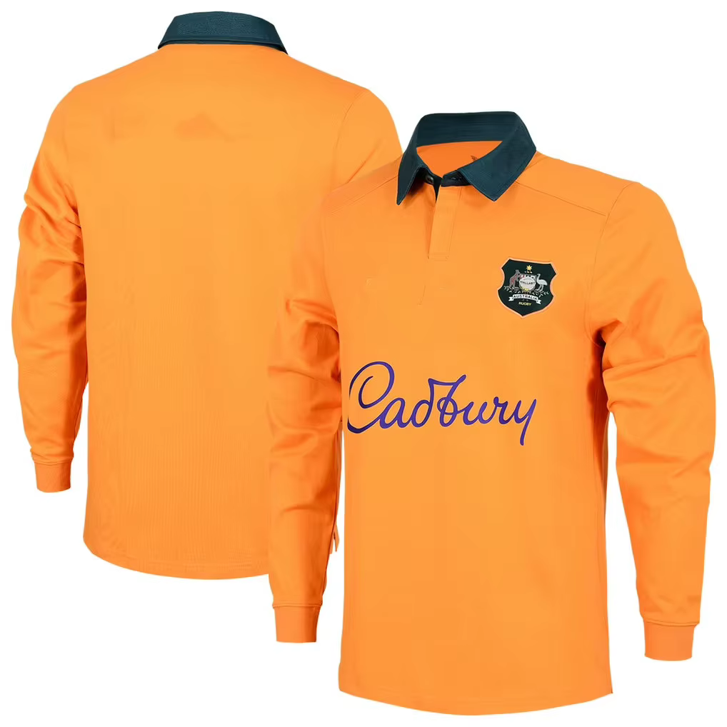 Maillot de rugby à manches longues de style rétro, motif Australie, avec les WALLABIES, polo, t-shir