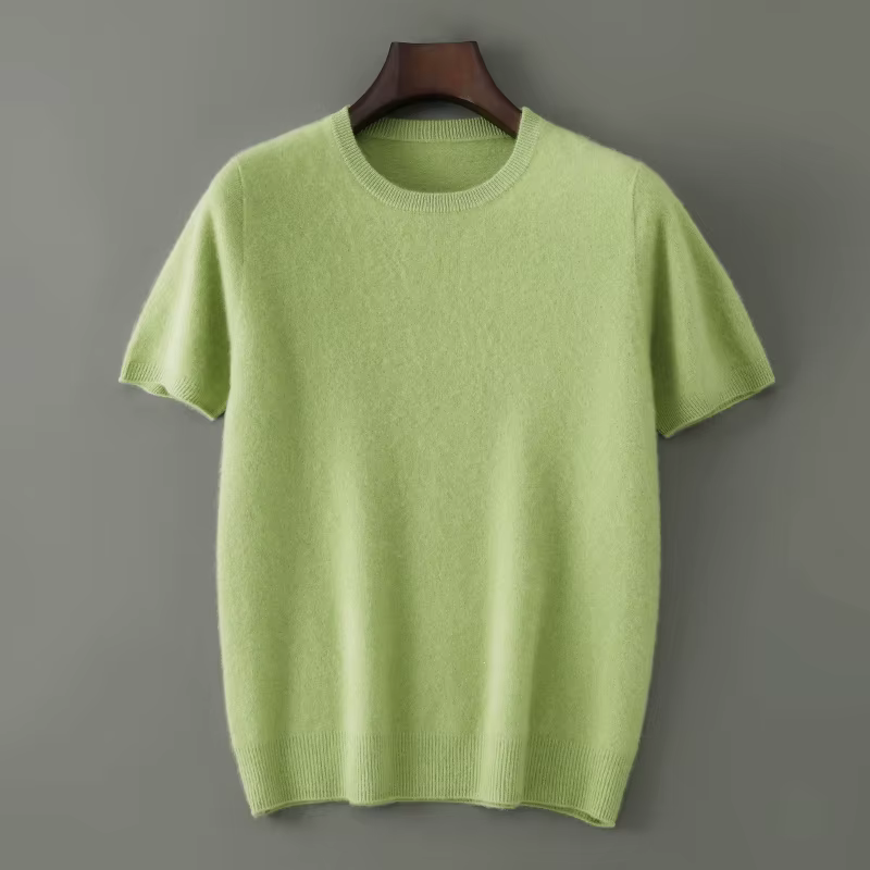 Lancement du nouveau produit: pull tricoté à manches courtes et col rond pour hommes, 100% laine mér