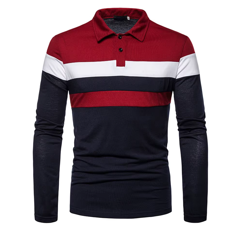 2025 Nouveau polo quatre saisons à manches longues coloré pour hommes pour le commerce extérieur