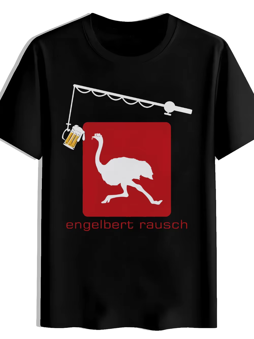 T-shirt noir pour hommes avec graphique Engelbert Rausch Camel, décontracté, d'été, col rond, manche