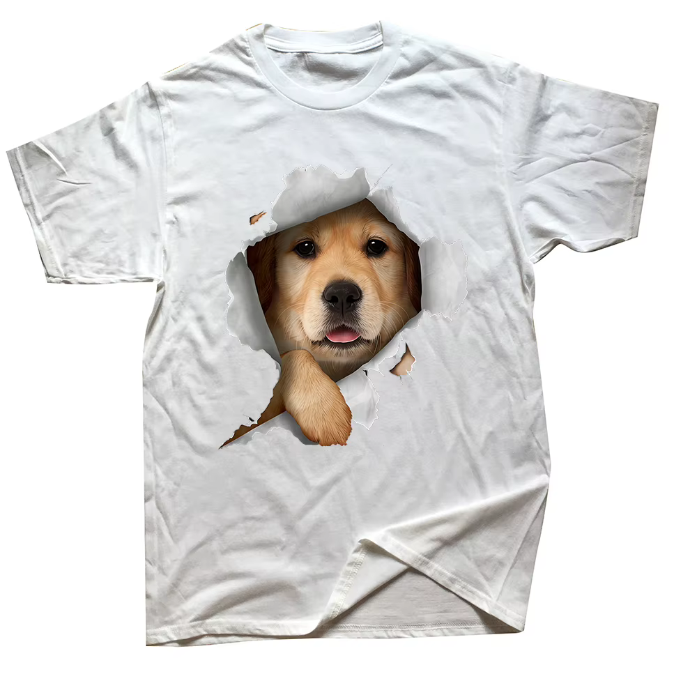 T-shirts drôles avec motif de chien Golden Retriever pour hommes et femmes, en pur coton, humoristiq