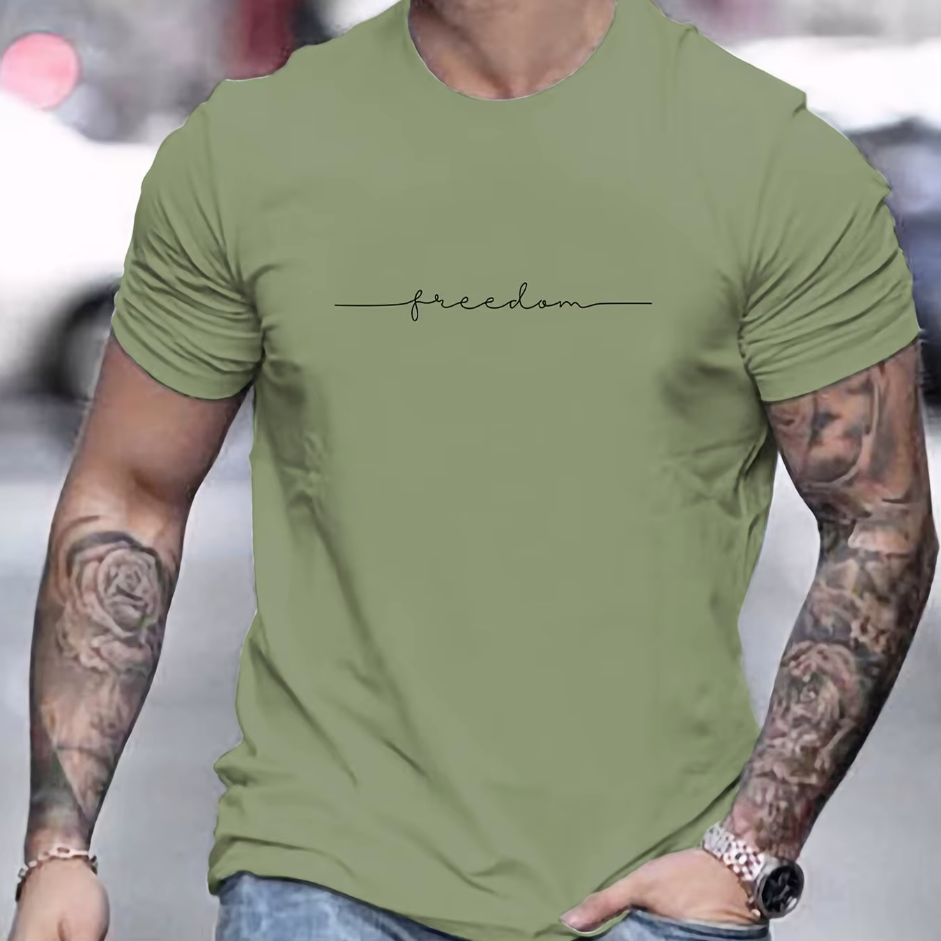 T-shirt manches courtes col rond homme, ample, 100% coton, imprimé Graphi, décontracté, coupe cintré