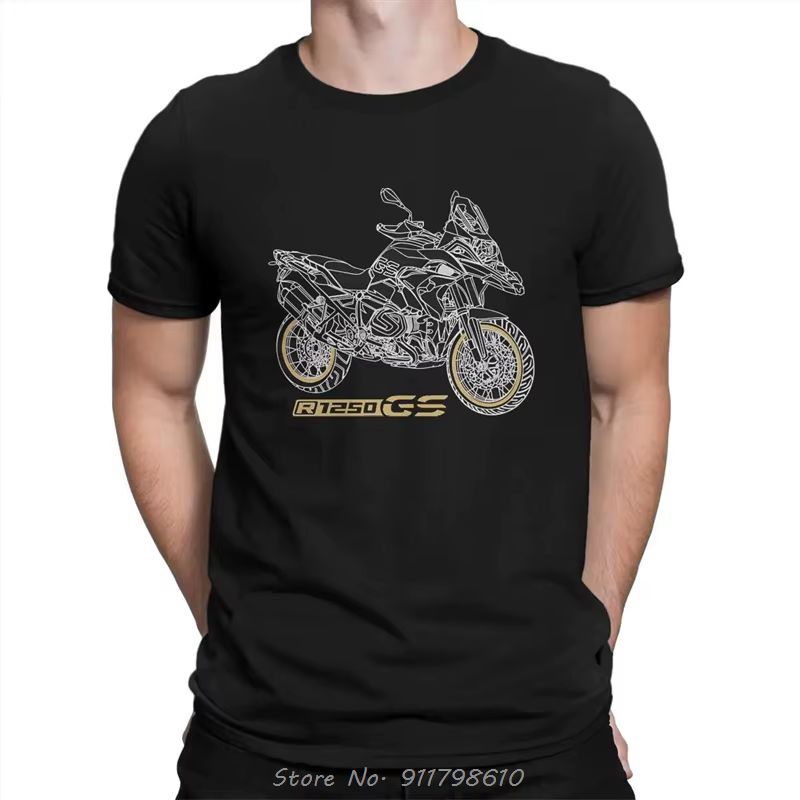 T-shirt de moto noir pour hommes, GS 1250, R, 1250, GS, Économie en coton, col rond, manches courtes