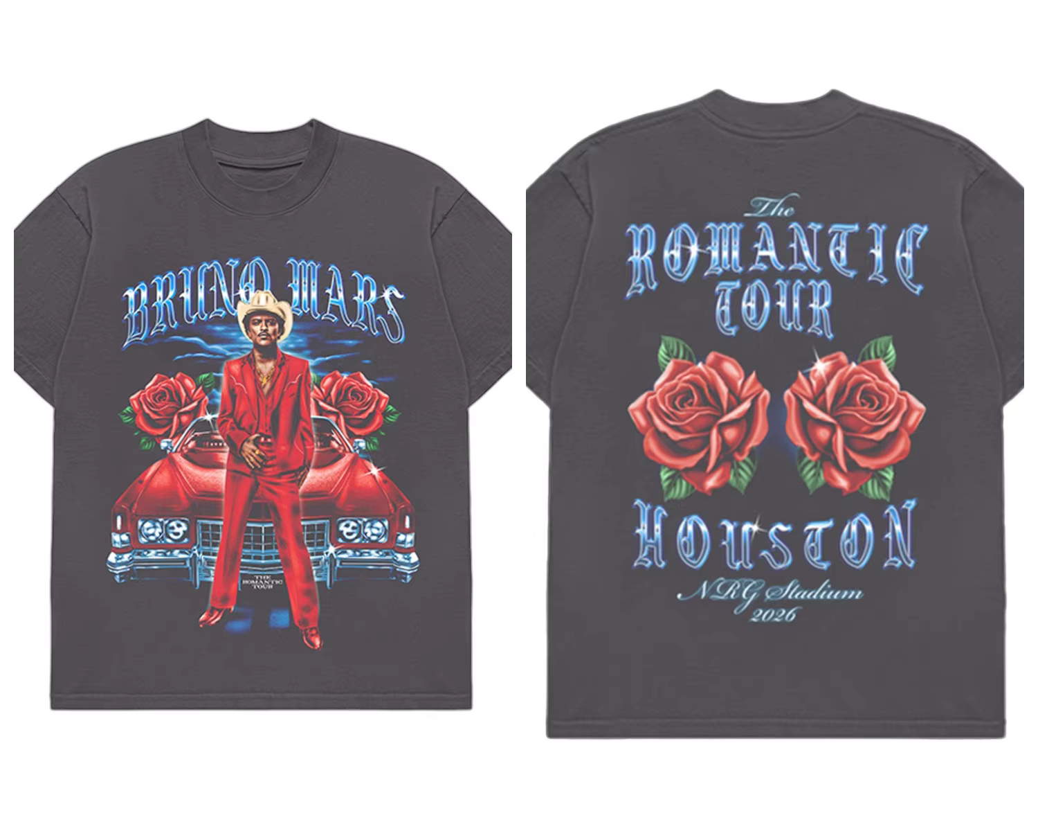 Bruno Mars The Romantic 2026 Tour T-shirt pour hommes et femmes, vêtements d'été 100% coton, Hip-hop