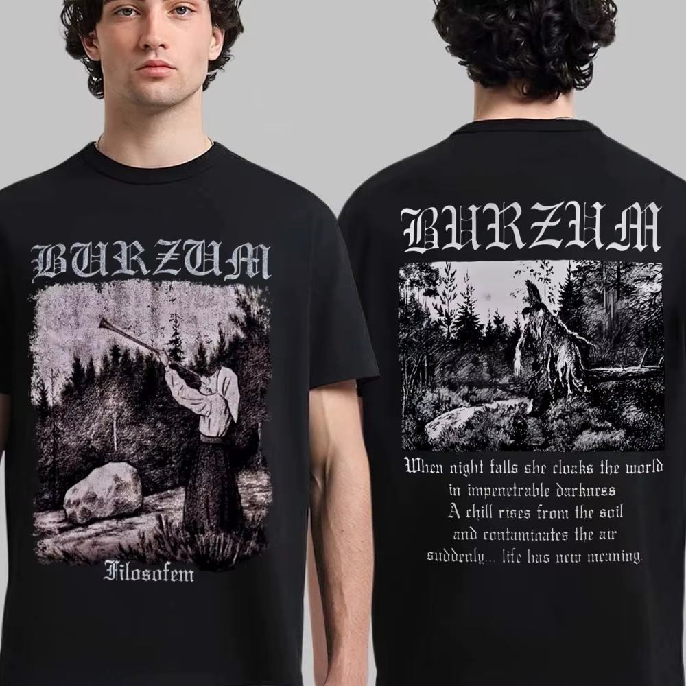 Burzum band hommes 100% coton chemise Y2k Vintage métal bande été t-shirts hiphop style mode hawaïen