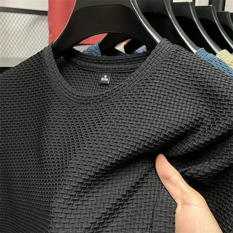 T-shirt d'été à manches courtes et col rond pour hommes, surdimensionné, résistant aux rides, haut r