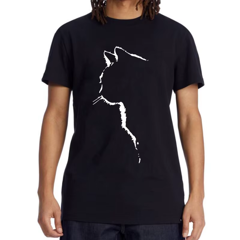 T-shirt homme Top qualité 100% coton manches courtes Cool chat imprimé col rond décontracté ample Hi