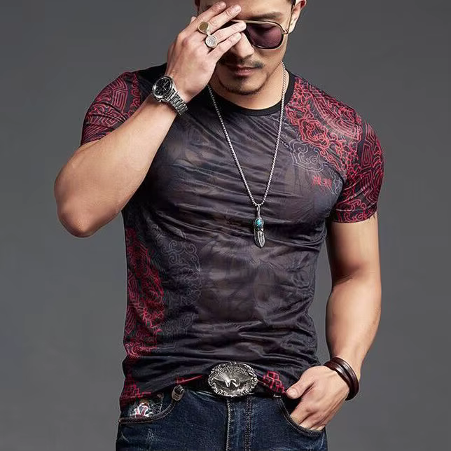 T-shirt Streetwear à rayures pour hommes, vente en gros, décontracté, élégant, de couleur unie, Hip 