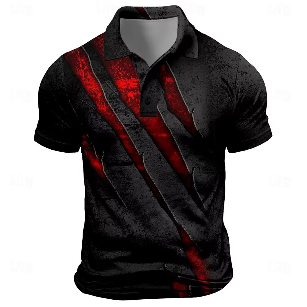 Polo Vintage pour hommes, imprimé anti-rayures, T-Shirt décontracté à manches courtes, boutons à rev