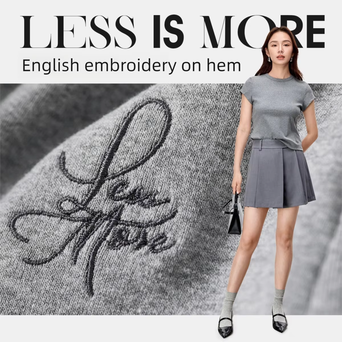 T-shirt à manches courtes pour femme SENTUBILA, collection Printemps-Été 2026, broderie tendance, tr